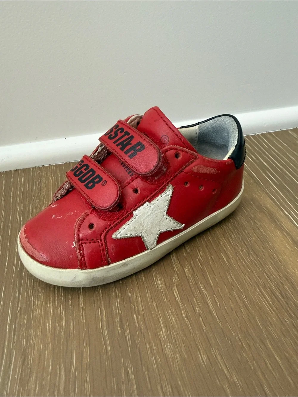 Golden Goose Red Kids Velcro Sneakers